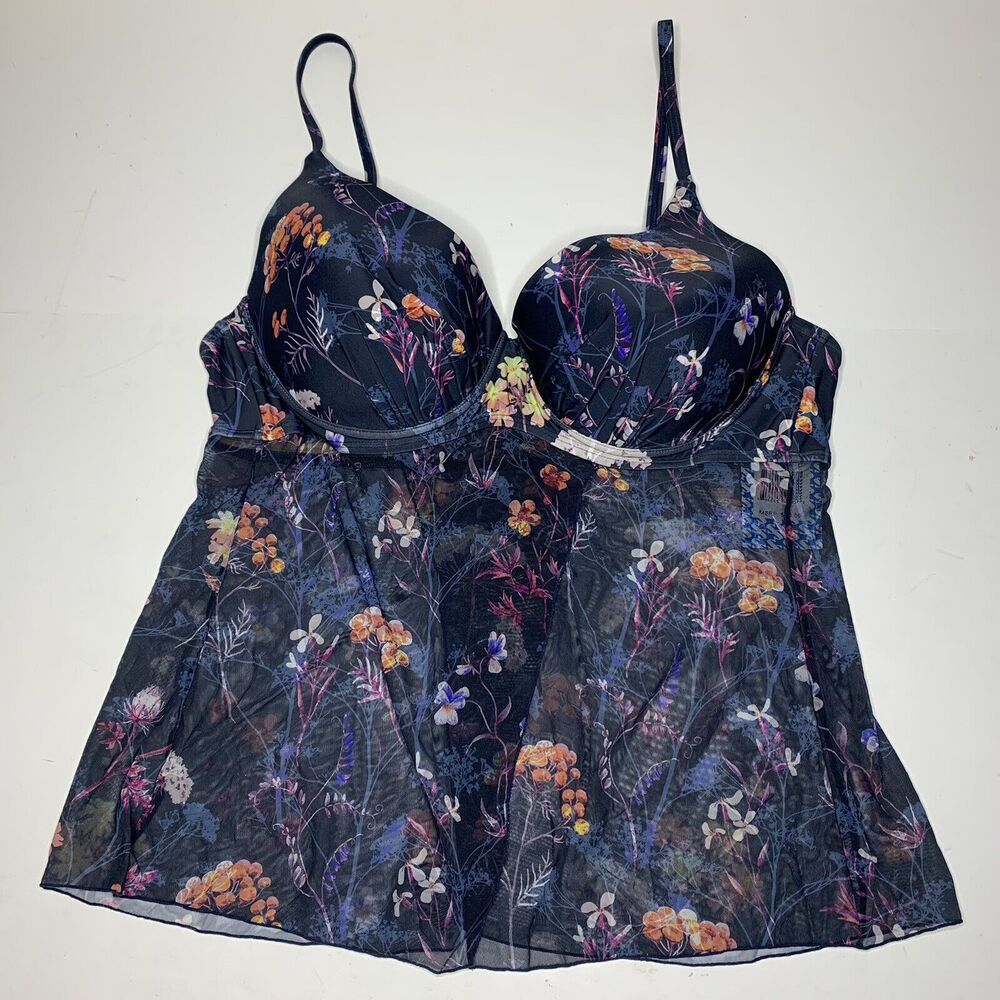 Sun And Sea Navy blue Mesh Tankini Top